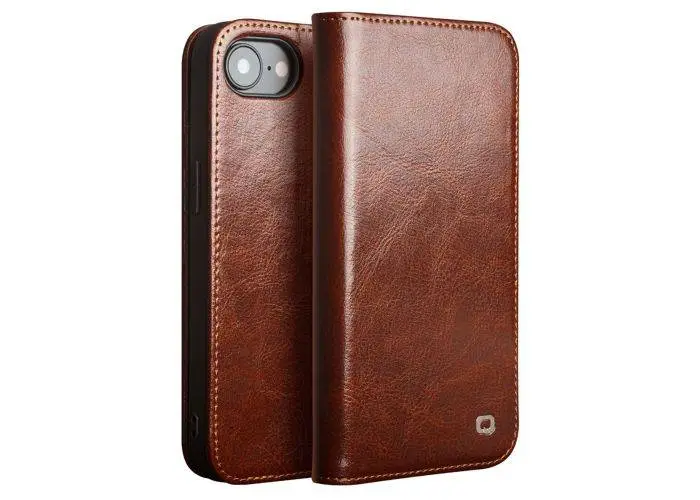 iPhone 17e / 16e - QIALINO Classic ægte læder cover / pung - Brun