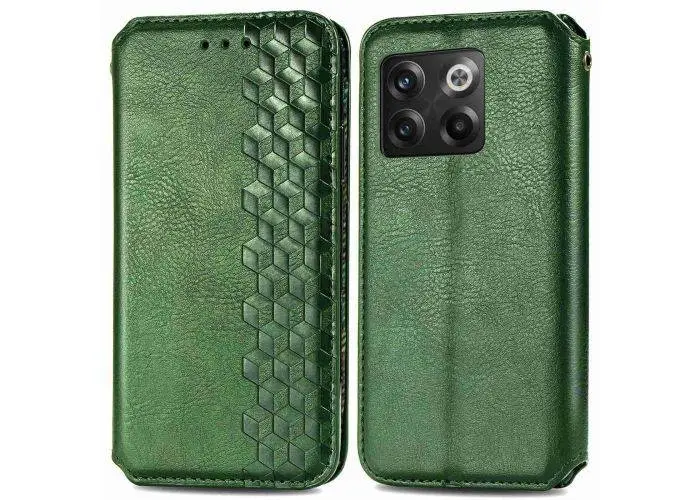 OnePlus 10T 5G - Rhombus flip læder cover - Grøn