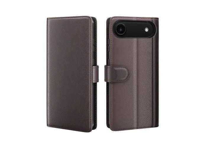 iPhone 17 Air - Ægte læder cover / pung - Brun