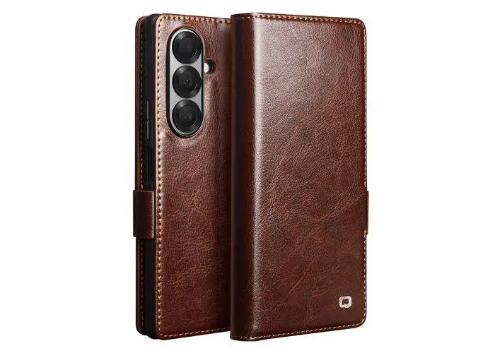 Samsung Galaxy Z Fold7 - QIALINO Classic  ægte læder cover - Mørk brun