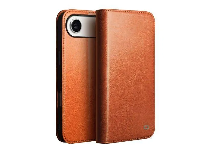 iPhone 17 Air - QIALINO "Classic" ægte læder cover / pung - Lys brun