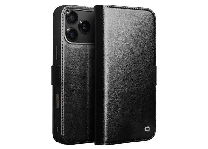 iPhone 17 Pro Max / 18 Pro Max - QIALINO Classic Slim ægte læder cover - Sort