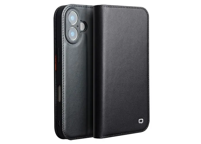 iPhone 17 - QIALINO ægte læder cover / pung - Sort