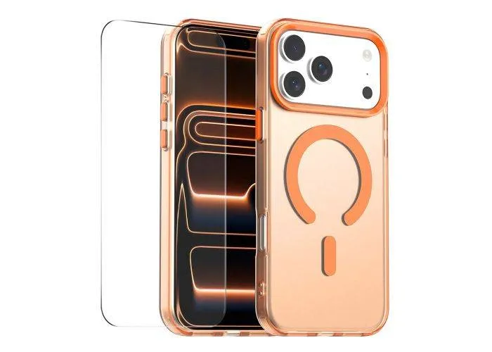iPhone 17 Pro - Magnetisk magsafe kompatibel cover - Inkl. Hærdet beskyttelsesglas - Orange