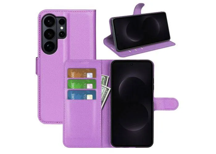 Samsung Galaxy S26 Ultra - Læder cover / pung - Lilla