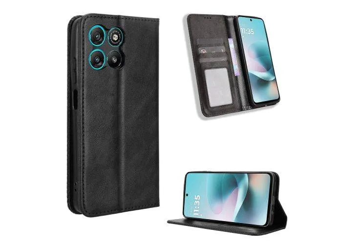 Motorola G57 / G57 Power - Flip læder cover med magnetisk lukning - Sort