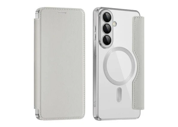 Samsung Galaxy S26 5G - Magnetisk flip cover m/kortholdere / RFID sikkerhed - Titanium grå