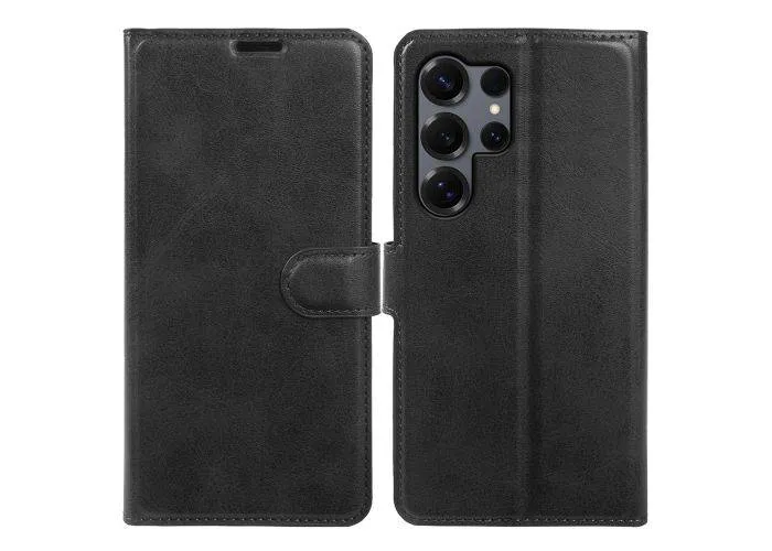 Samsung Galaxy S25 Ultra - Vintage læder cover / pung - Sort