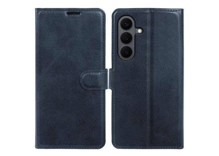 Samsung Galaxy S26 Plus - Vintage læder cover / pung - Blå
