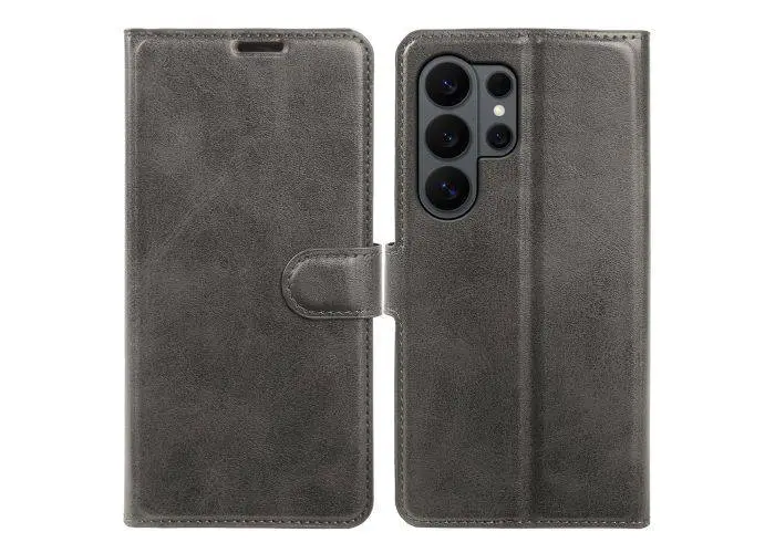 Samsung Galaxy S26 Ultra - Vintage læder cover / pung - Grå