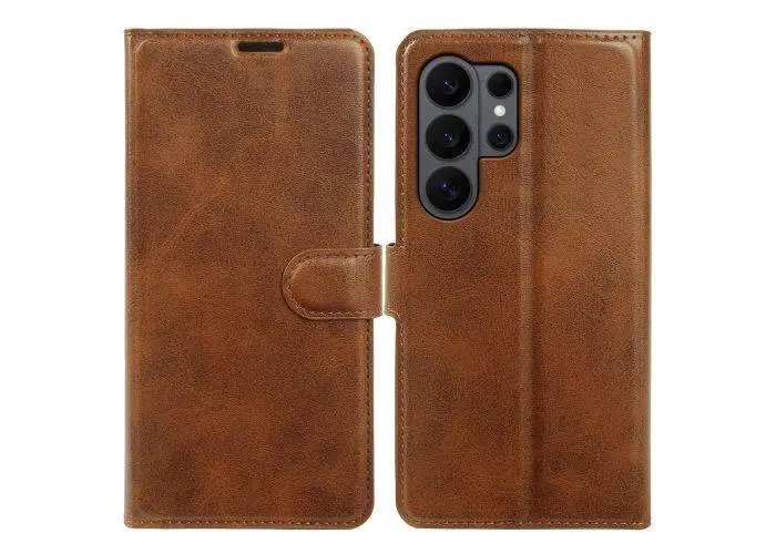 Samsung Galaxy S26 Ultra - Vintage læder cover / pung - Brun