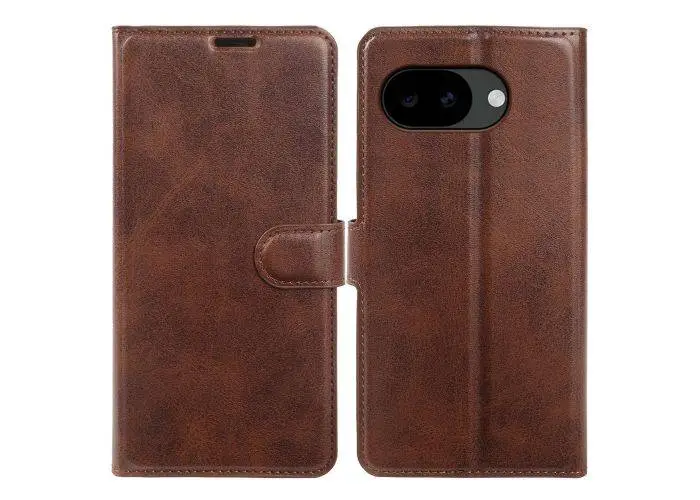 Google Pixel 10a - Vintage læder cover / pung - Mørk brun