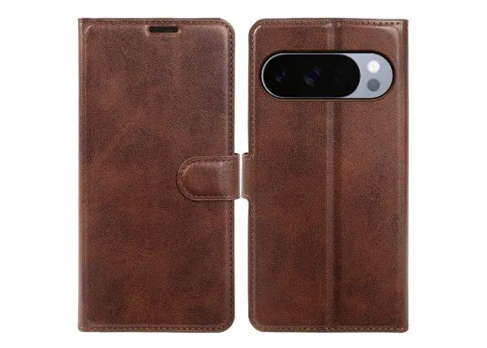 Google Pixel 10 Pro  /  10  /  9 Pro  /  9 - Vintage læder cover / pung - Mørk brun