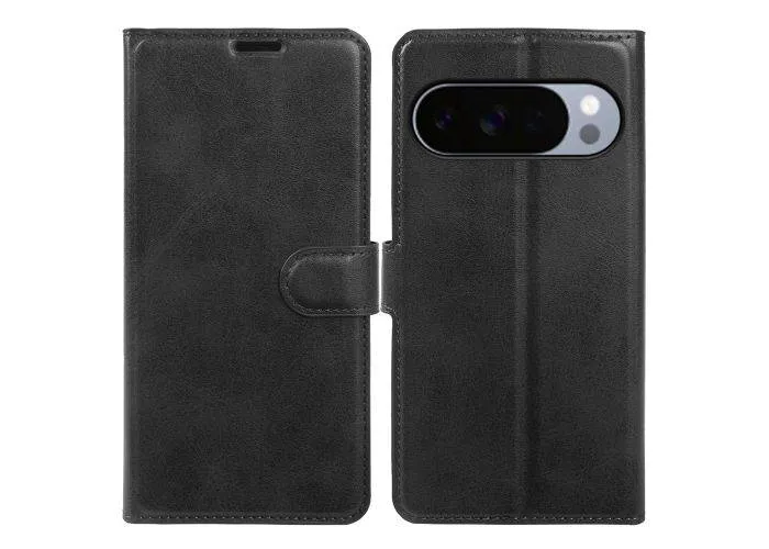 Google Pixel 10 Pro  /  10  /  9 Pro  /  9 - Vintage læder cover / pung - Sort