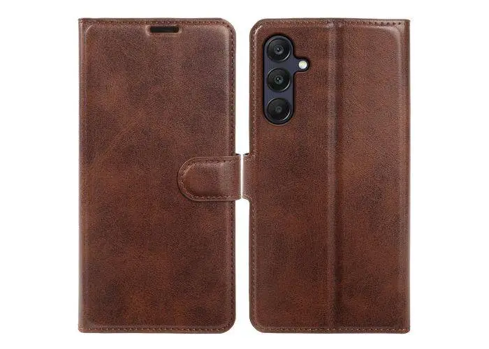 Samsung Galaxy A25 5G - Vintage læder cover / pung - Mørk brun