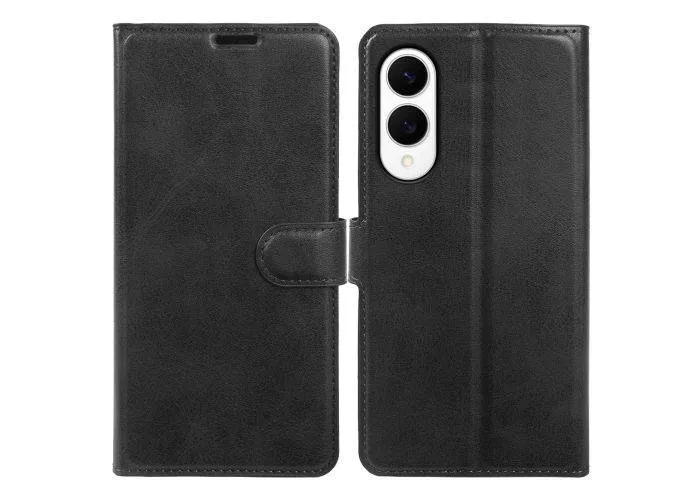 Samsung Galaxy S25 Edge - Vintage læder cover / pung - Sort