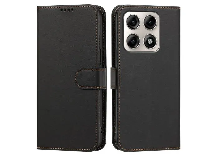 Motorola Edge 70 Pro 5G - Classic læder cover / pung - Sort