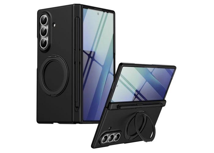 Samsung Galaxy Z Fold8 Ultra - Shockproof cover med hærdet glas og roterbar kickstand - Sort