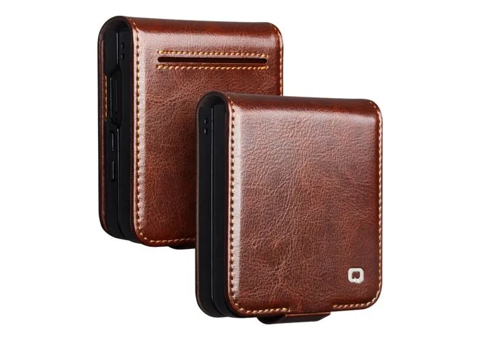 Samsung Galaxy Z Flip8 - QIALINO Classic ægte læder cover - Brun