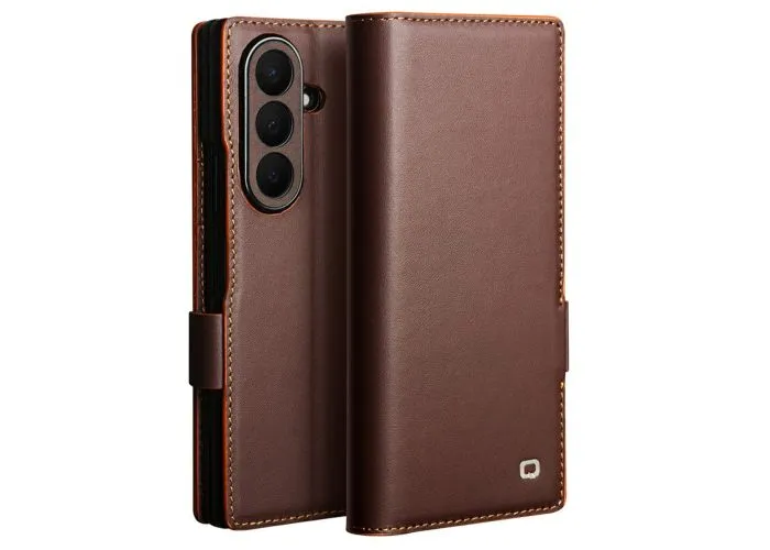 Samsung Galaxy Z Fold8 Ultra - QIALINO Slim ægte læder cover med magnetlukning - Mørkebrun