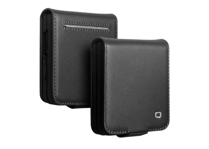 Samsung Galaxy Z Flip8 - QIALINO Slim ægte læder cover med magnetlukning - Sort