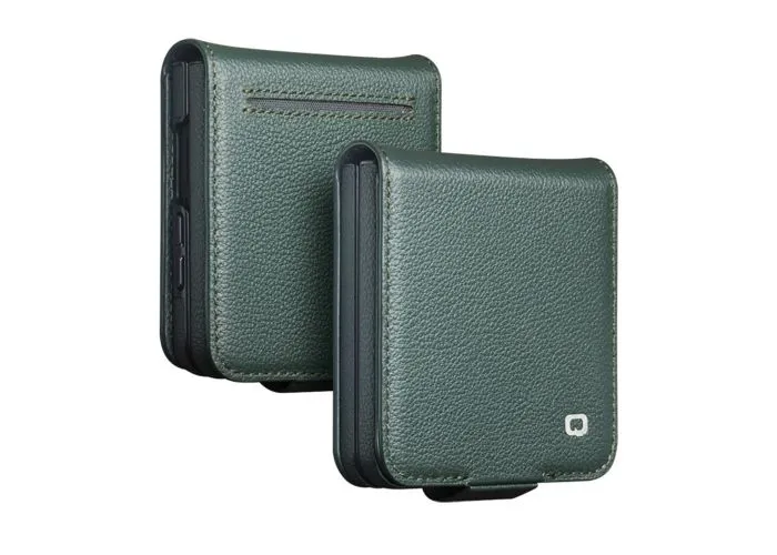 Samsung Galaxy Z Flip8 - QIALINO Slim ægte læder cover med magnetlukning - Cyan