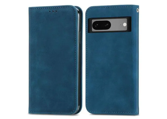 Google Pixel 7a - Flip magnetisk læder cover - Blå