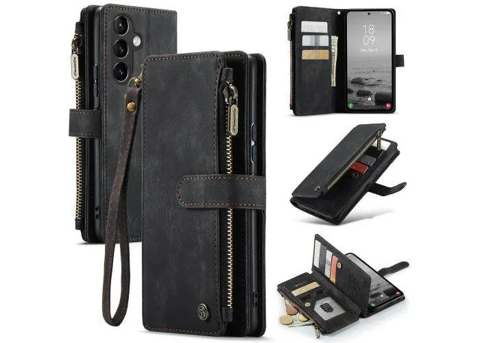 Samsung Galaxy A54 5G - CASEME læder cover / pung - lomme med lynlås - Sort