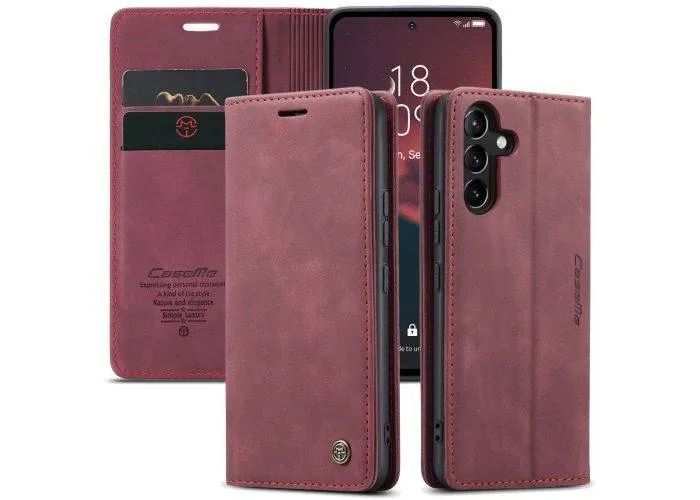 Samsung Galaxy A54G - CASEME læder cover / pung - Vinrød