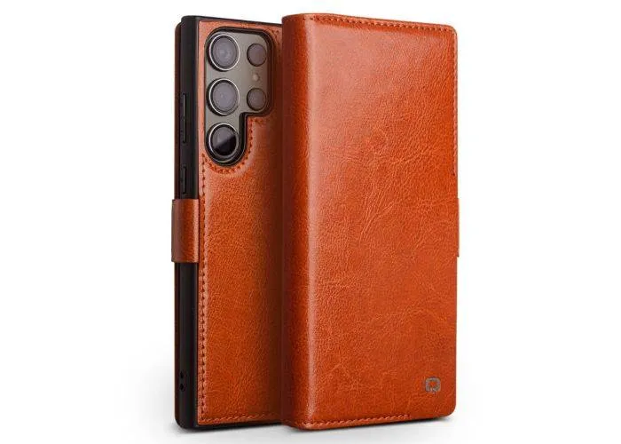 Samsung Galaxy S23 Ultra 5G - QIALINO Classic Slim ægte læder cover - Lys brun