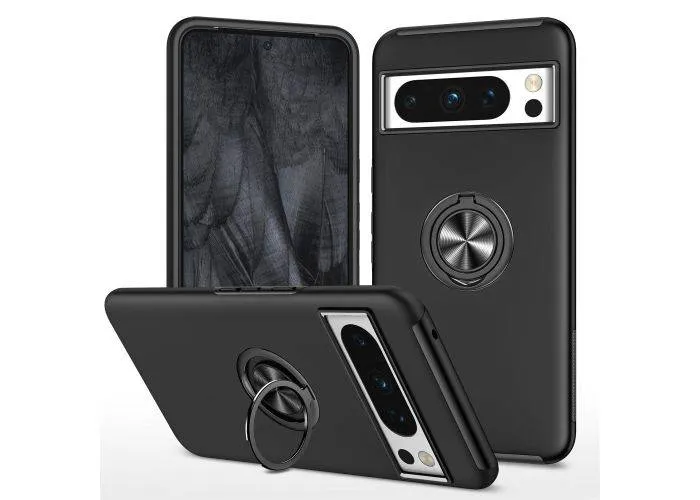 Google Pixel 8 Pro - Shockproof Hybrid cover med kickstand - Sort