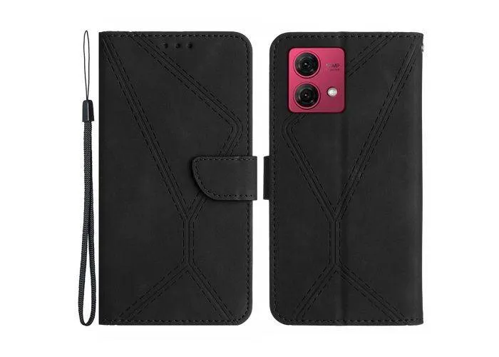 Motorola Moto G84 5G - HT05 læder cover / pung - Sort