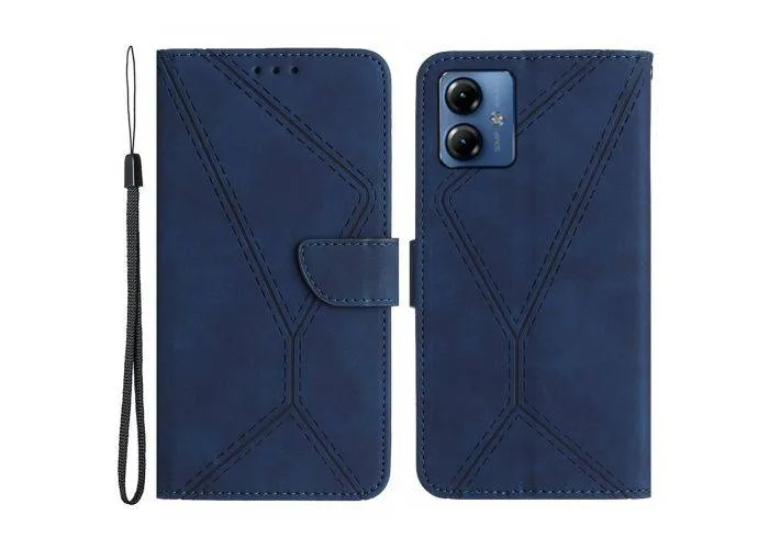 Motorola Moto G54 5G - HT05 læder cover / pung - Blå