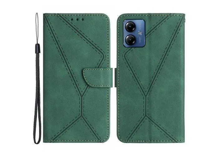 Motorola Moto G54 5G - HT05 læder cover / pung - Grøn