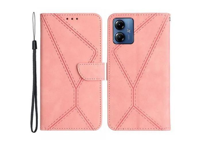vMotorola Moto G54 5G - HT05 læder cover / pung - Pink