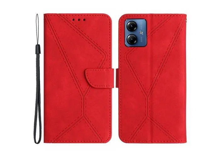 Motorola Moto G54 5G - HT05 læder cover / pung - Rød