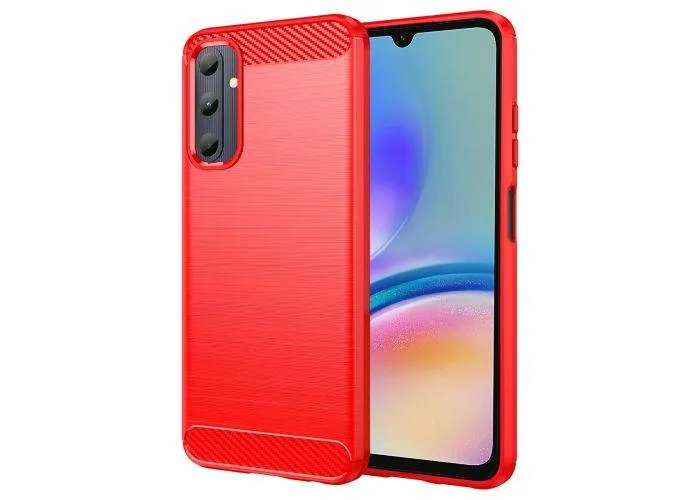 Samsung Galaxy A05s 4G - Gummi cover - Børstet design - Rød