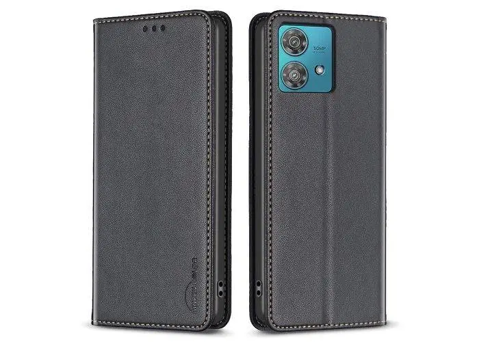 Motorola Edge 40 Neo 5G - BINFEN Slim læder cover - Sort