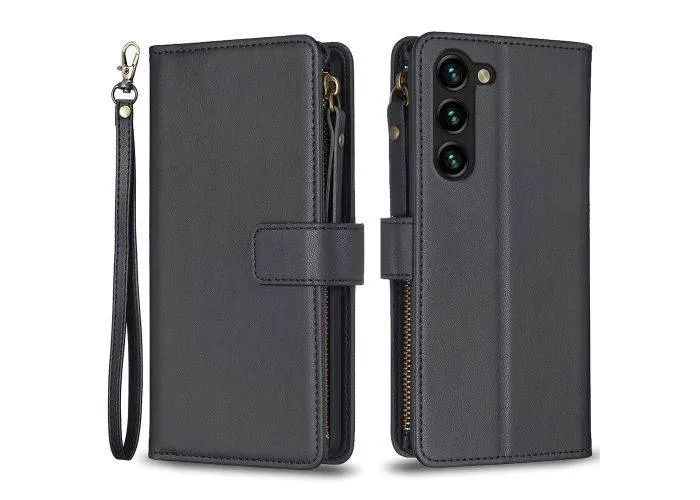 Samsung Galaxy S24 Plus - Læder cover / Pung - Lomme m/ lynlås - Sort