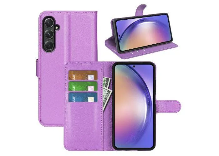 Samsung Galaxy A55 5G - Læder cover / pung - Lilla