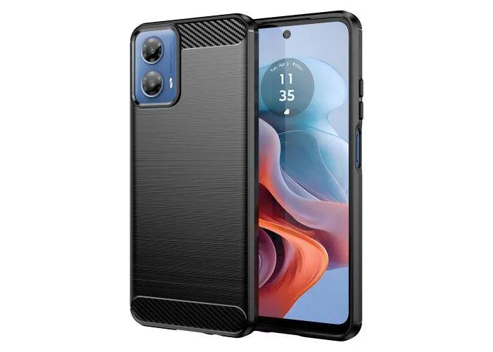 Motorola Moto G34 5G - Fleksibelt gummi cover  - Børstet design - Sort