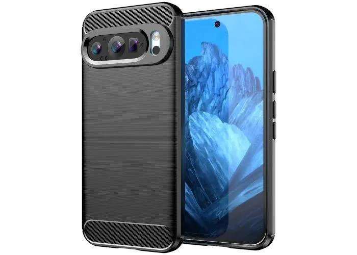 Google Pixel 9 / Pixel 9 Pro - Gummi cover i børstet design - Sort