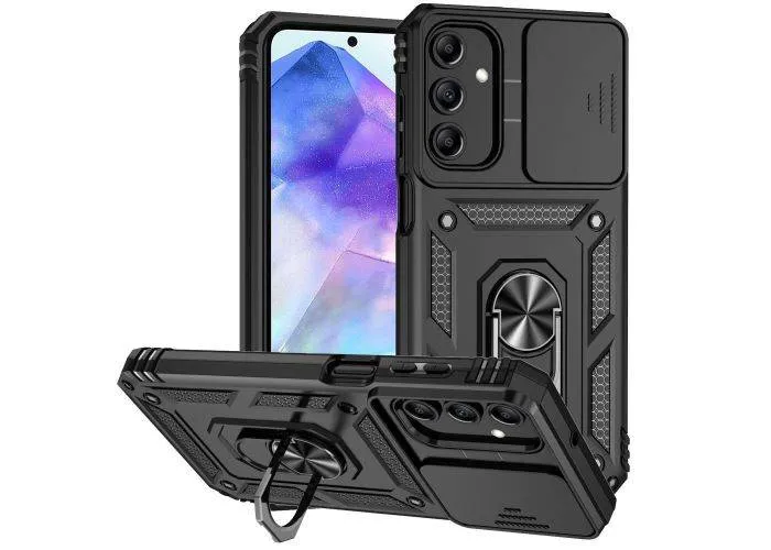 Samsung Galaxy A35 5G - SLIDE Hybrid cover med Kickstand - Sort