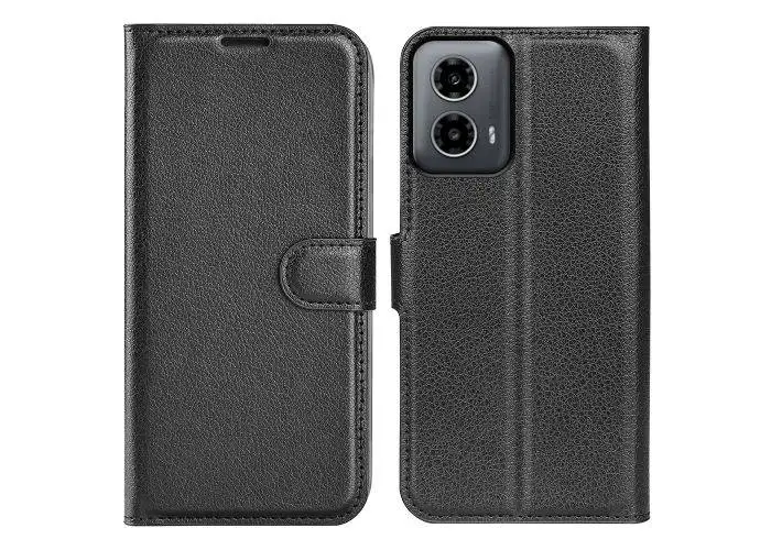Motorola G34 5G - Læder cover / pung - Sort