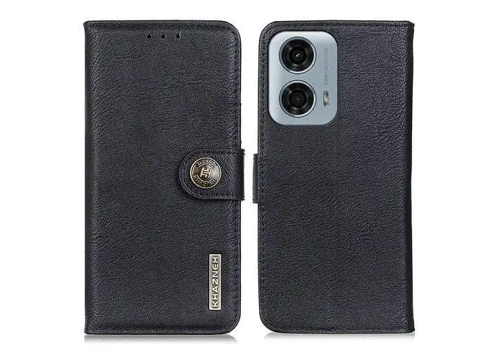Motorola G24 Power - KHAZNEH læder cover / pung - Sort