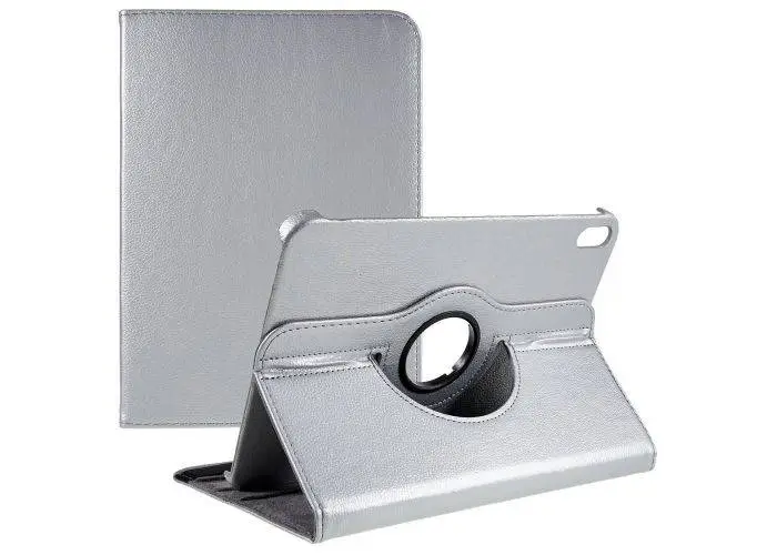 iPad 11 A16 (2025) / iPad 10.9 (2022) - Læder cover 360 grader roterbar - Sølv/grå