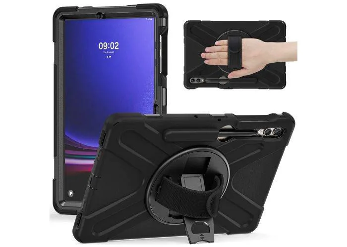 Samsung Galaxy Tab S9 Plus / Tab S8+/S7+/S7 FE - Armor Hybrid cover - 360 grader roterbar - Sort