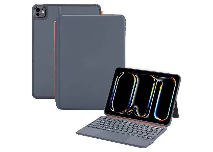 iPad 11 A16 (2025) - Bluetooth tastatur med Touch Pad / Backlight og aftageligt cover - DANSK layout - Sort