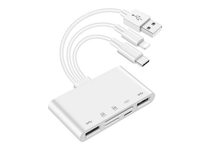 Kortlæser 5-i-1 USB-C/ USB-A /Lightning - SD / TF / USB-stik læser