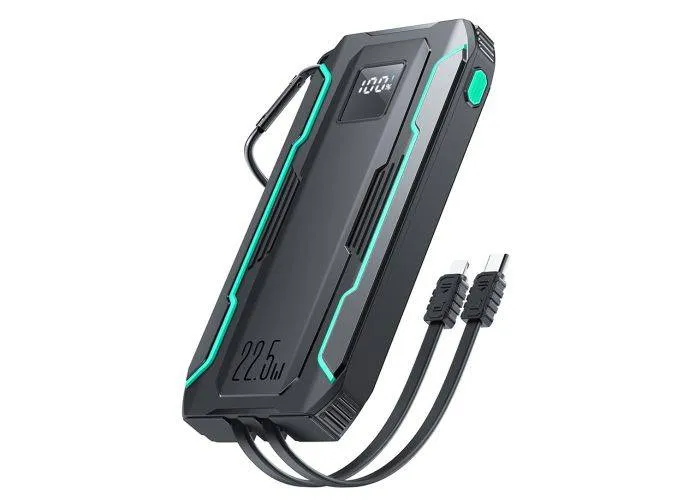 Joyroom vandtæt SOS powerbank 10000mAh - Indbyggede kabler / Lommelygte